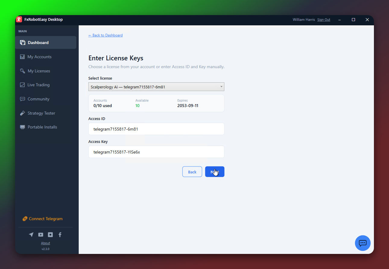 Select Your License Key